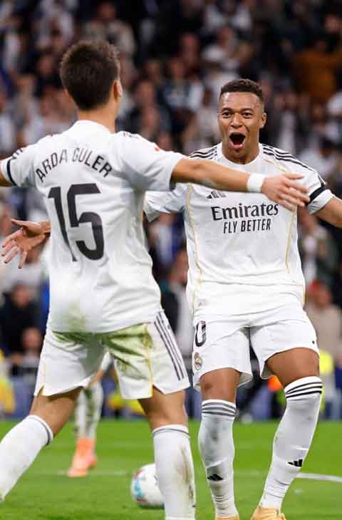 এমবাপের জোড়া গোলে রিয়ালের দাপুটে জয়